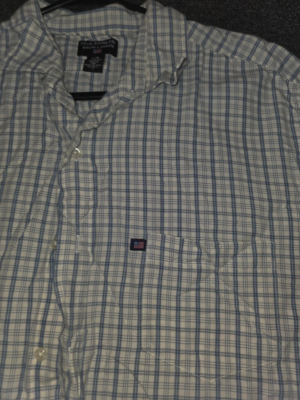 Polo Jeans Co Ralph Lauren Men’s Blue Plaid Short-Sleeve Button-Down Shirt